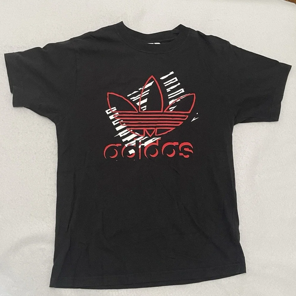 Adidas Originals Trefoil Graphic T-Shirt Black Red White Men's Small 100% Cotton